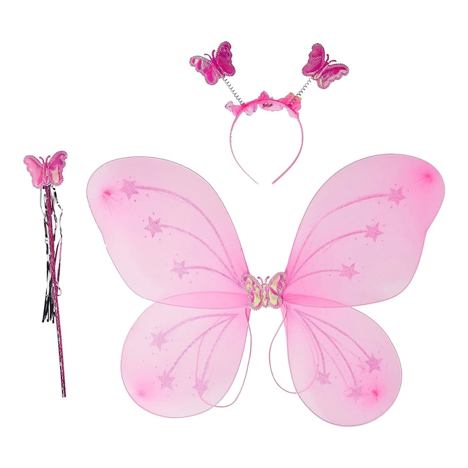 3293 Baby Girl's Fairy Nylon Butterfly Wings Costume Butterfly Fairy Angel Wing| Wand And Hairband Multi- Color For Party (1pc) 3293 Baby Girl's Fairy Nylon Butterfly Wings Costume Butterfly Fairy Angel Wing| Wand And Hairband Multi- Color For Party (1pc)
